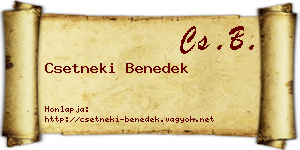 Csetneki Benedek névjegykártya